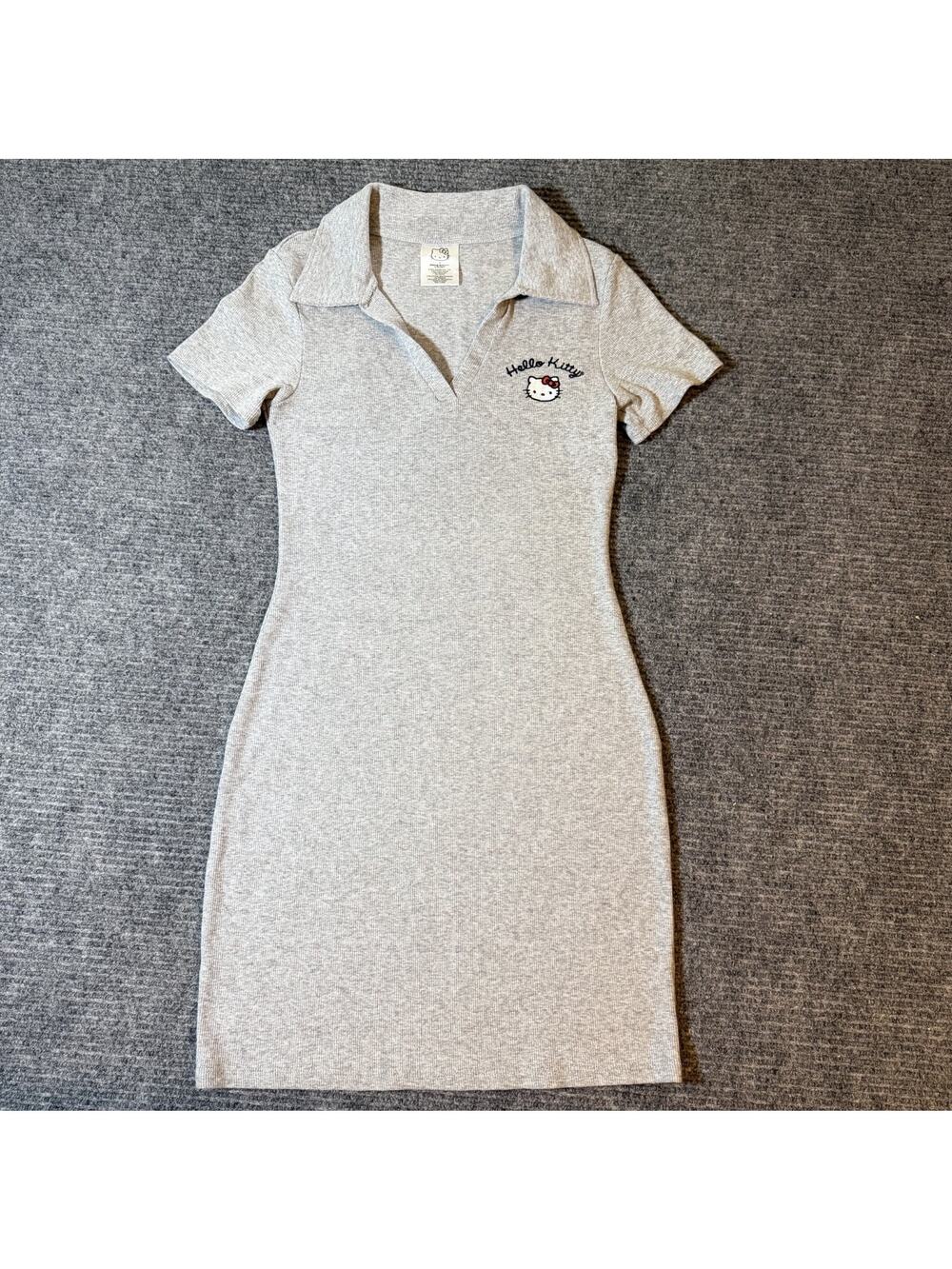 Hello Kitty by Sanrio Women’s Small Gray Bodycon Dress Collared